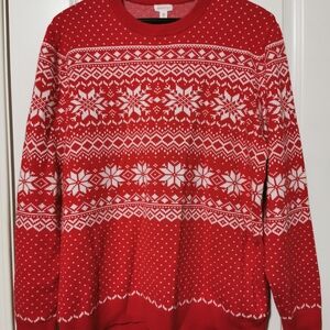 Festive Red and White Crewneck Sweater